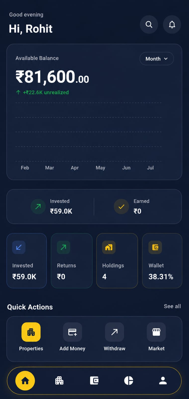 MiniLands app home screen